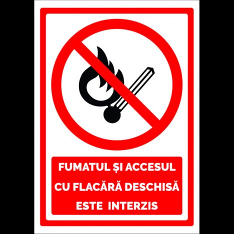 Semn de fumat interzis si accesul cu flacara deschisa